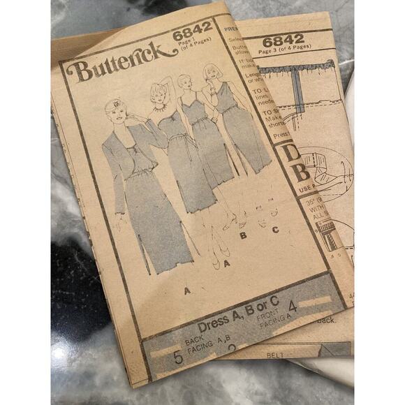 Butterick Vintage Cut Misses Jacket Dress and Belt Size Medium Pattern No 6842 - Picture 7 of 9